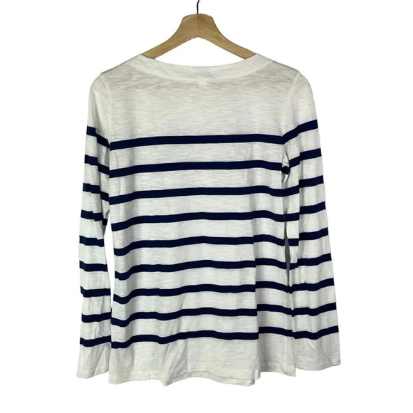 Charming Charlie White & Blue Stripe Nautical Long Sleeve T-Shirt L - Picture 2 of 3